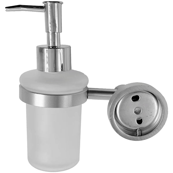 Chrome Liquid Soap Dispenser Wall Mounted Silver Colour Stainless Steel Stand and Glass Liquid Soap Dispenser for Bathroom and Wash Basin Hand wash Dispenser Bathroom Accessories - 6