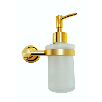 Gold Liquid Soap Dispenser Wall Mounted Golden Colour Stainless Steel Stand and Glass Liquid Soap Dispenser for Bathroom and Wash Basin Hand wash Dispenser Bathroom Accessories