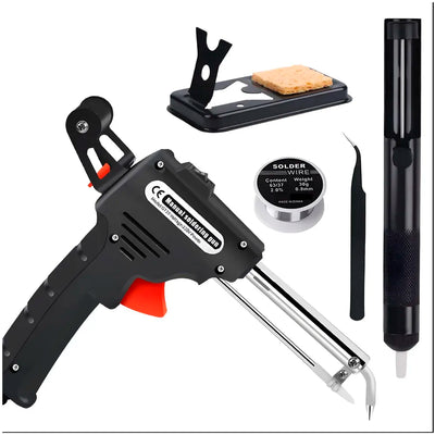 Soldering Gun Pro 40-80W Automatic Hand-held Solder Iron Kit Welding Tool, With Wire, De-soldering Pump, Tweezers And Holder with Sponge for Circuit Board, Professional Electronic Repair