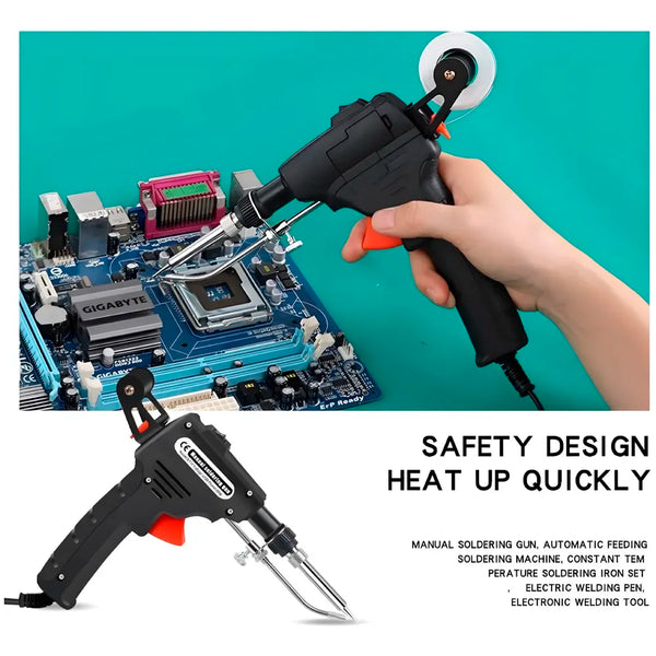 Soldering Gun Pro 40-80W Automatic Hand-held Solder Iron Kit Welding Tool, With Wire, De-soldering Pump, Tweezers And Holder with Sponge for Circuit Board, Professional Electronic Repair - 8
