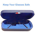 Spectacle Case Hard Box Shell With Cleaning Cloth For Specs And Sunglasses Spacious Interior With Soft Felt Snap To Close Sturdy Rugid Unisex -Blue Colour 6.4 Inch X 2.5 Inch X 1.5 Inch - 3