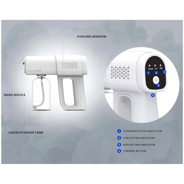 AQUAKART K5 PRO Professional Disinfectant Fogger Machine, Sanitizer Sprayer. for Mosquitoes Inspects and Pests Cordless Handheld Nano Spray Gun – Spray Gun with Blue Light for Touchless Sanitization - 4