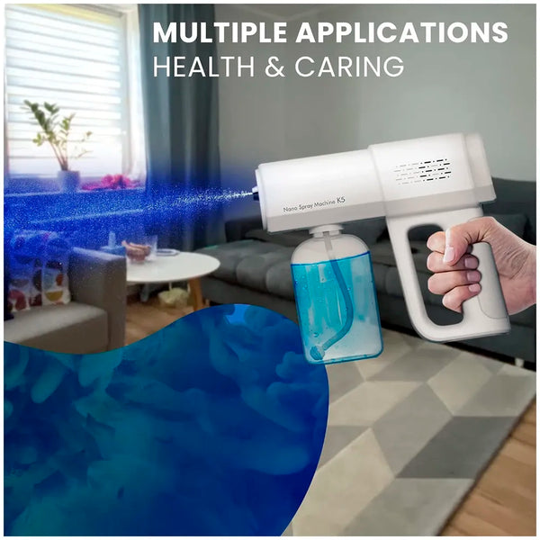 AQUAKART K5 PRO Professional Disinfectant Fogger Machine, Sanitizer Sprayer. for Mosquitoes Inspects and Pests Cordless Handheld Nano Spray Gun – Spray Gun with Blue Light for Touchless Sanitization - 5
