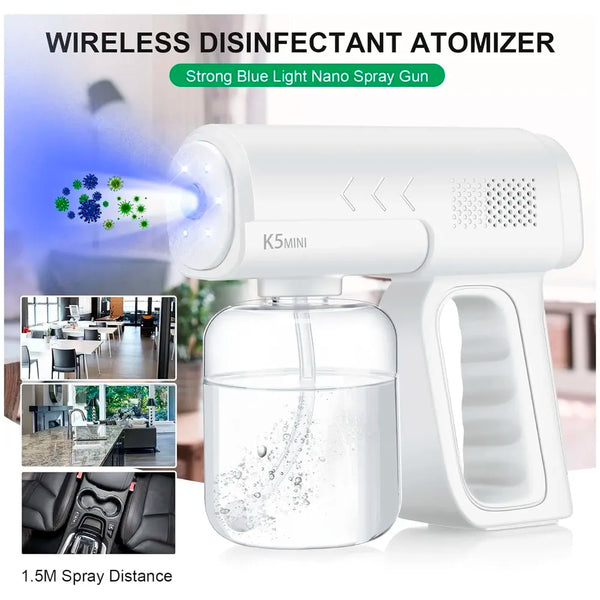 AQUAKART K5 PRO Professional Disinfectant Fogger Machine, Sanitizer Sprayer. for Mosquitoes Inspects and Pests Cordless Handheld Nano Spray Gun – Spray Gun with Blue Light for Touchless Sanitization - 8