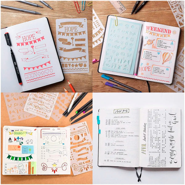 20 PCS Journal Stencil Plastic Planner Set for 4x7-inch Journal, Notebook, Diary, Scrapbook, and DIY Drawing Templates - 3