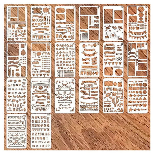 20 PCS Journal Stencil Plastic Planner Set for 4x7-inch Journal, Notebook, Diary, Scrapbook, and DIY Drawing Templates - 7