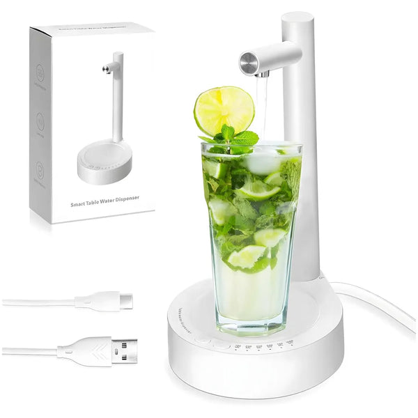 AQUAKART Portable Table Water Dispenser Automatic for Big Water Cans, Smart 7 Levels Water Dispenser Countertop for Universal Bottles, Automatic Water Jug Dispenser with Silicone Hose