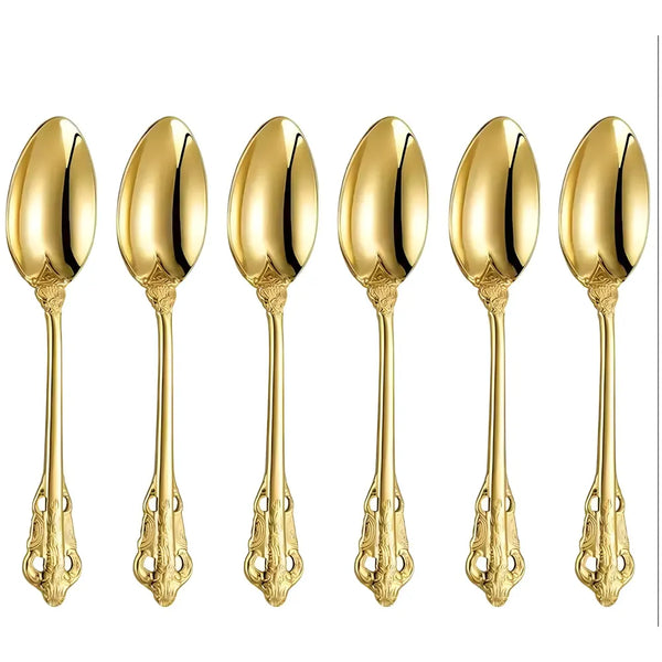 Gold Golden Mini Tea Spoon, Coffee Stainless Steel Small Spoons for Dessert, Espresso Spoons Tea, Sweets, Drinks, Set of 6 Royal Collection 11Cm/4.33 Inch - 9