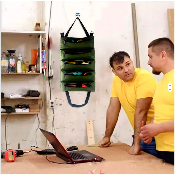 Tool Bag Roll up Storage For Working Tools Hardware Organizer For Professionals Portable 47cm x 28cm - 4