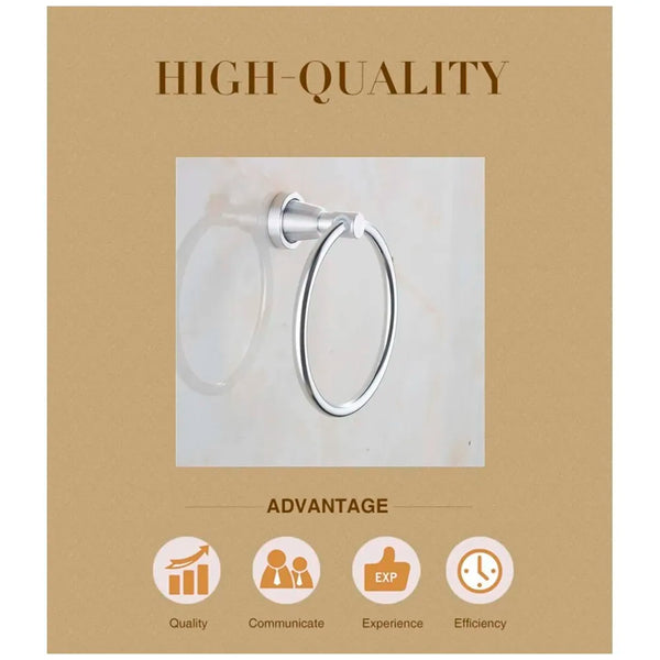 Aluminium Towel Ring Rust-Free, Heavy Duty, Modern Concealed Screw System (Screws Included) - 4