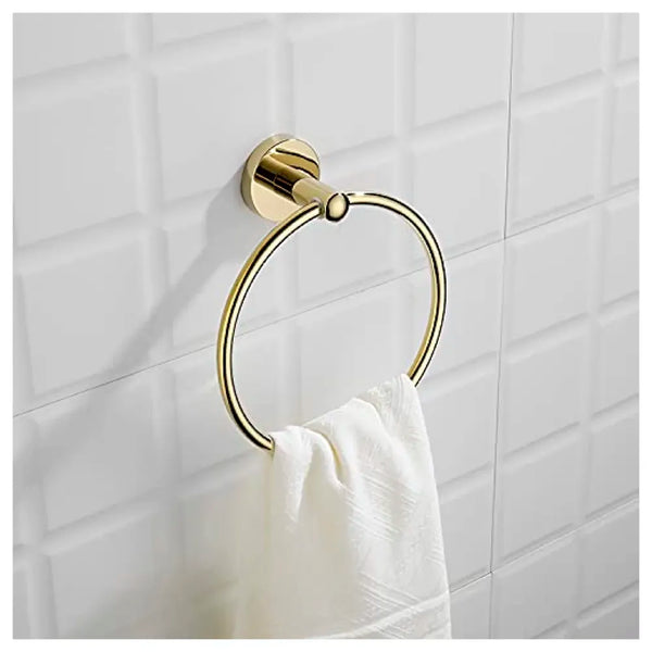 Gold Towel Ring Golden Round Towel Hanger for Kitchen and Bathroom, Stainless Steel. - 6
