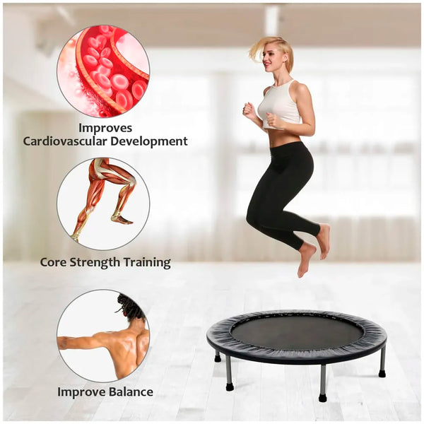 36 Inch Trampoline with Safety Pad, Indoor Fitness Trampoline for Adults and Kids. (Black, 36 Inch) - 6