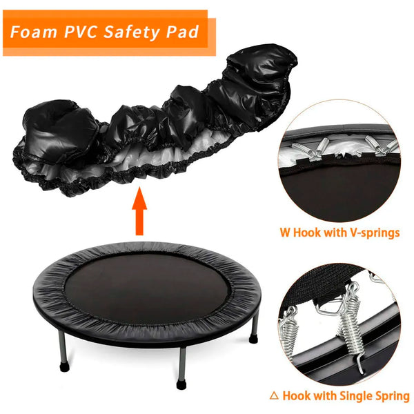 36 Inch Trampoline with Safety Pad, Indoor Fitness Trampoline for Adults and Kids. (Black, 36 Inch) - 8