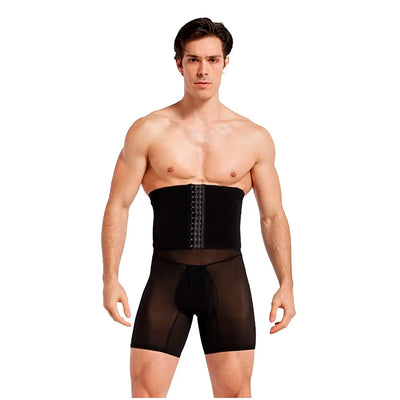 Tummy Tucker for Men, 3 Way Adjustable, Breathable, Black, Polyester and Spandex, Invisible for Compression and Support Hide Stomach Side Fat Underwear (Black XXL 35-37 Waist)