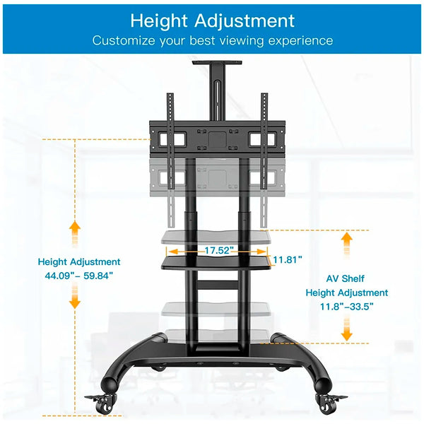 Mobile TV Cart TV Stand with Wheels for 32 to 65 Inch LCD LED OLED Plasma Flat Panel Screens Up to 45 Kgs Tv Trolley - 3