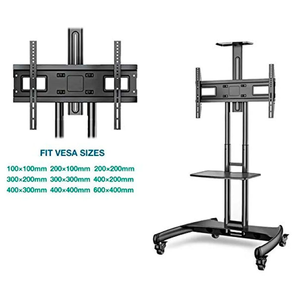 Mobile TV Cart TV Stand with Wheels for 32 to 65 Inch LCD LED OLED Plasma Flat Panel Screens Up to 45 Kgs Tv Trolley - 6