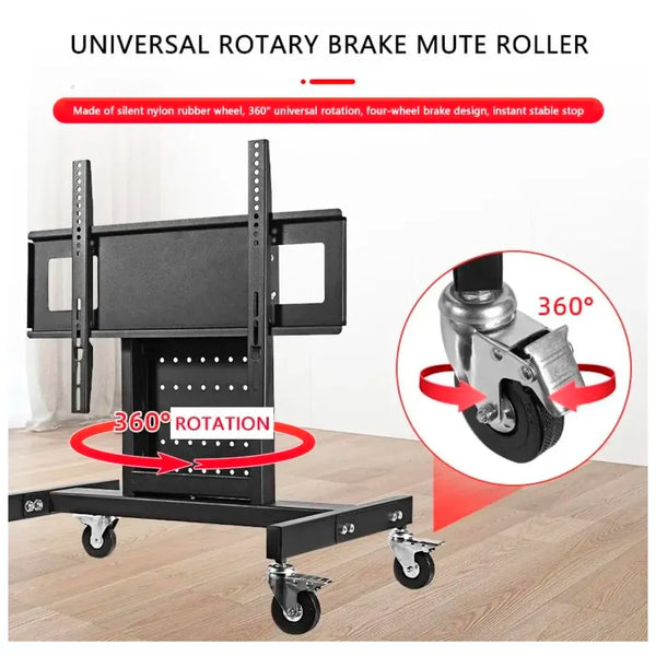 Heavy Duty Low Height Swivel Movable Tv Floor Stand Tv Trolley with Wheels for 32 Inch to 65 Inch LED for Events and Stage - 5