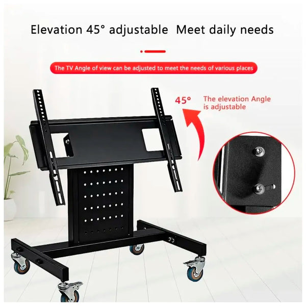 Heavy Duty Low Height Swivel Movable Tv Floor Stand Tv Trolley with Wheels for 32 Inch to 65 Inch LED for Events and Stage - 6