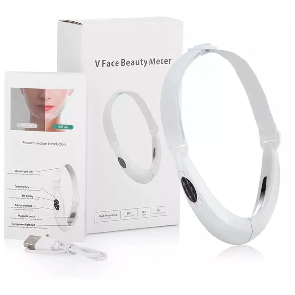 V Face Shaper LED Photon Therapy Micro Current Vibration V Face Slimming Massager V-Line Up Face Lifting Belt Chin Lifting Device, Skin Groomer EMS - 2