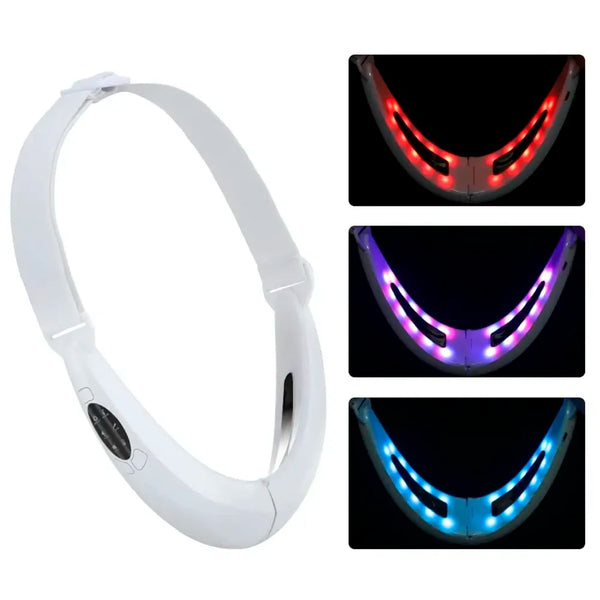 V Face Shaper LED Photon Therapy Micro Current Vibration V Face Slimming Massager V-Line Up Face Lifting Belt Chin Lifting Device, Skin Groomer EMS - 3