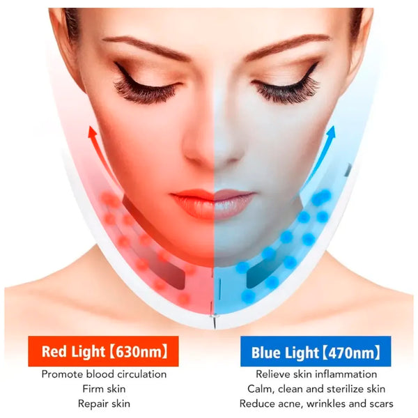 V Face Shaper LED Photon Therapy Micro Current Vibration V Face Slimming Massager V-Line Up Face Lifting Belt Chin Lifting Device, Skin Groomer EMS - 5