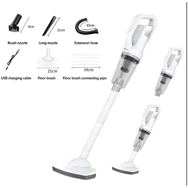 Cordless Vacuum Cleaner, Portable High-Power Motor with Strong Suction, Handheld Rechargeable Hoover with 4 Multi-Use Attachments for Home, Car & Office (White) - 3