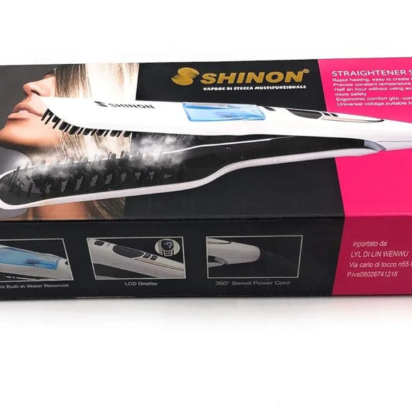 Professional Hair Salon Styling Hair Straightener Brush Heated Hair Brush Straightener Steam Vapor With LCD Screen - 2