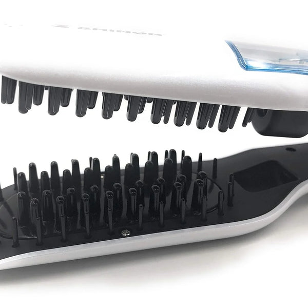 Professional Hair Salon Styling Hair Straightener Brush Heated Hair Brush Straightener Steam Vapor With LCD Screen - 3