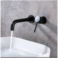 SS Black Mixer Hot and Cold Basin Tap Faucet Basin Mixer Wall Mounted Mixer with Concealed Parts, for Bathroom Wash Basin Matt Black -19.5cm - 9