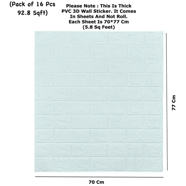 16 Pcs Wall Paper, 3D Brick Wall Stickers Self-Adhesive Panel Decal PE Wallpaper - Peel and Stick Wall Panels (16, White Bricks) 92.8 Sq. Ft. - 2