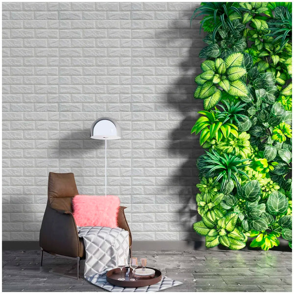 16 Pcs Wall Paper, 3D Brick Wall Stickers Self-Adhesive Panel Decal PE Wallpaper - Peel and Stick Wall Panels (16, White Bricks) 92.8 Sq. Ft. - 8