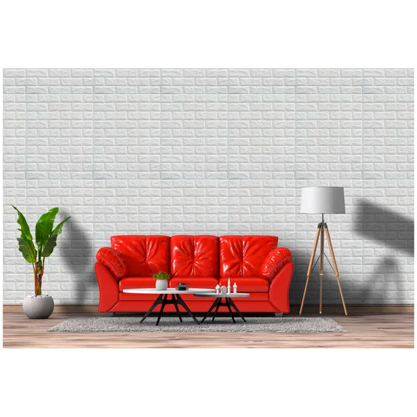 4 Pcs Foam Wall Paper, 3D Brick Wall Stickers Self-Adhesive Panel Decal PE Wallpaper - Peel and Stick Wall Panels (4, White Bricks)(23.2 Sqft) - 5
