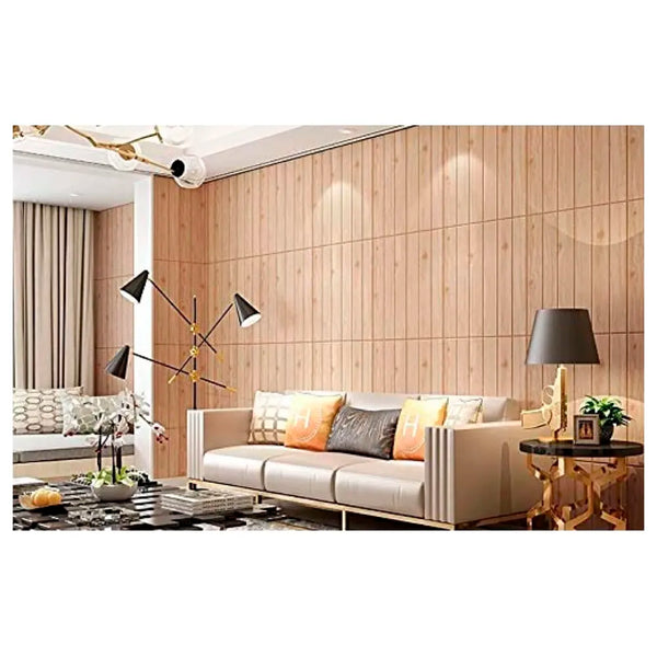 Wall Paper, 3D Wood Wall Stickers Self-Adhesive Panel Decal PE Wallpaper - Peel and Stick Wall Panels for TV Walls, Sofa Background Wall Decor (1) - 2