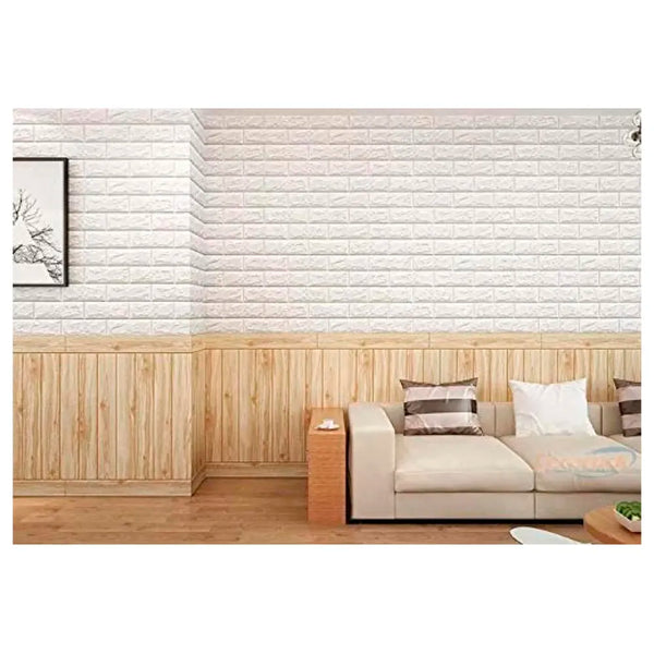 Wall Paper, 3D Wood Wall Stickers Self-Adhesive Panel Decal PE Wallpaper - Peel and Stick Wall Panels for TV Walls, Sofa Background Wall Decor (4) - 3
