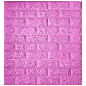Pink Foam Wall Paper, 3D Brick Wall Stickers Self-Adhesive Panel Decal PE Wallpaper - Peel and Stick Wall Panels, 5.8 Sqft
