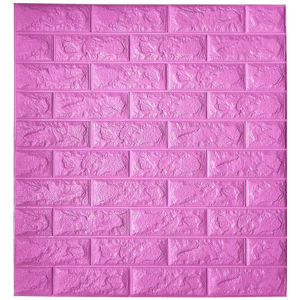 Pink Foam Wall Paper, 3D Brick Wall Stickers Self-Adhesive Panel Decal PE Wallpaper - Peel and Stick Wall Panels, 5.8 Sqft