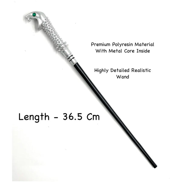 Premium Polyresin & Metal Magic Wand Wizard Sorcerers Wand with Ribbon Box Metal Core Inside, Life Size 1:1 (Style 5) black - 2