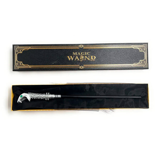 Premium Polyresin & Metal Magic Wand Wizard Sorcerers Wand with Ribbon Box Metal Core Inside, Life Size 1:1 (Style 5) black - 3