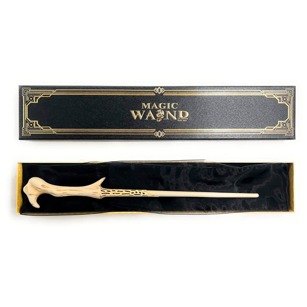 Premium Polyresin & Metal Magic Wand Wizard Sorcerers Wand with Ribbon Box Metal Core Inside, Life Size 1:1 (Style 6) black - 3