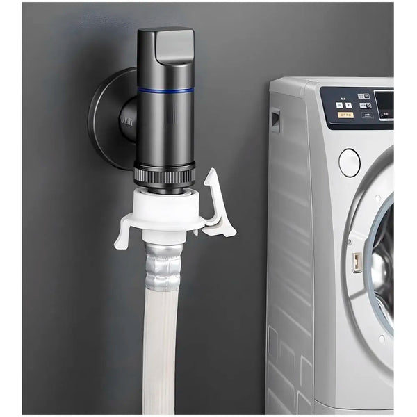 Washing machine Pipe connector Tap Angular Black for Bathroom wash basin, Geyser Angle Valve for Bathroom | Wall Mounted. Stop Cock Toilet Commode, Washbasin, 9.5 cm x 3cm - 3