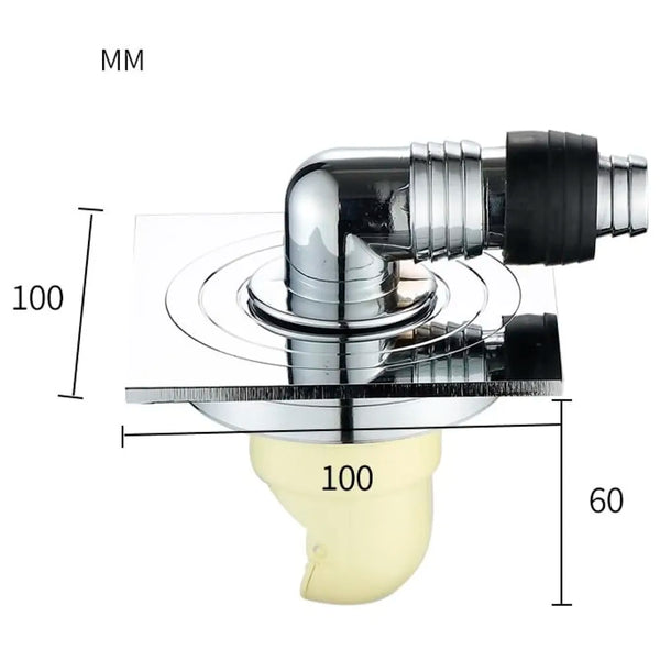 AQUAKART 4 x 4 Inch Washing Machine and Dish Washer Floor Drain - Silver with Chrome Finish - Floor Trap for Bathroom, Kitchen - Anti Clogging & Anti Pests. - 3