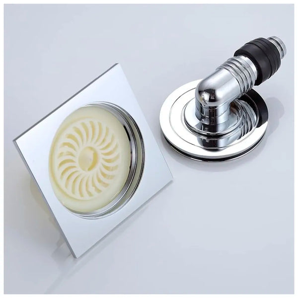 AQUAKART 4 x 4 Inch Washing Machine and Dish Washer Floor Drain - Silver with Chrome Finish - Floor Trap for Bathroom, Kitchen - Anti Clogging & Anti Pests. - 8