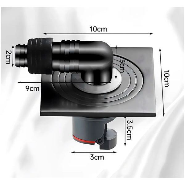 Grey 4 x 4 Inch Washing Machine and Dish Washer Floor Drain - Grey Finish - Floor Trap for Bathroom, Kitchen - Anti Clogging & Anti Pests.- 10 cm x 10 cm - 5