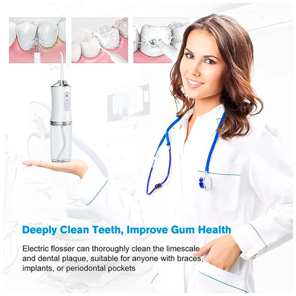 Water Flosser Portable Dental Water Jet Oral Teeth Irrigator Waterproof Tooth Cleaner Water Flosser Oral Flosser 3 Modes And 4 Nozzels 220 ML - 3