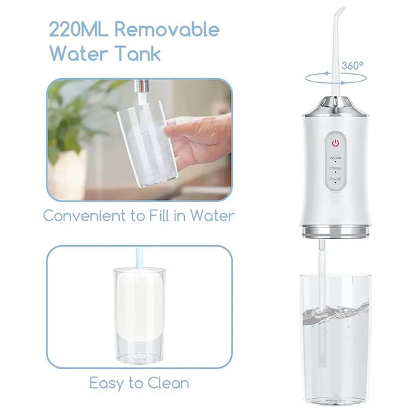 Water Flosser Portable Dental Water Jet Oral Teeth Irrigator Waterproof Tooth Cleaner Water Flosser Oral Flosser 3 Modes And 4 Nozzels 220 ML - 4