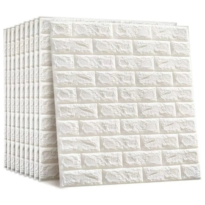 PVC Thick Wallpaper self Adhesive White Bricks wall Sticker with Glue Included for All wall Types (White Bricks, 100)