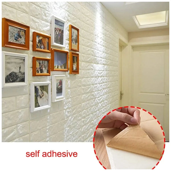 PVC Thick Wallpaper self Adhesive White Bricks wall Sticker with Glue Included for All wall Types (White Bricks, 100) - 3