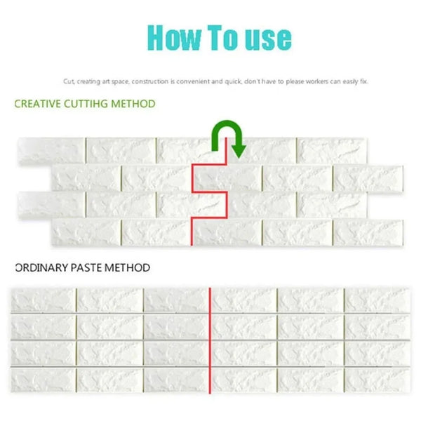PVC Thick Wallpaper self Adhesive White Bricks wall Sticker with Glue Included for All wall Types (White Bricks, 100) - 4