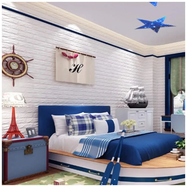 PVC Thick Wallpaper self Adhesive White Bricks wall Sticker with Glue Included for All wall Types (White Bricks, 100) - 6