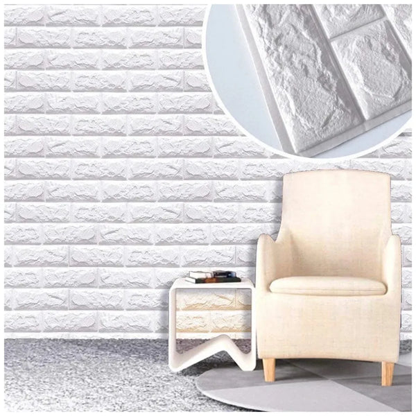 PVC Thick Wallpaper self Adhesive White Bricks wall Sticker with Glue Included for All wall Types (White Bricks, 100) - 9